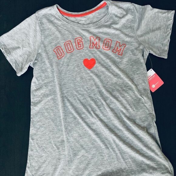 Dog Mom Gray Orange Heart Graphic T-Shirt Tee Top S - Picture 3 of 3